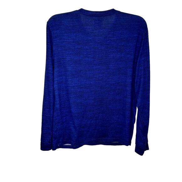The Original Muk Luks Navy Blue Marled Super Soft Henley Top - Picture 3 of 5